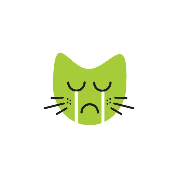 Weinendes Gesicht Katze Emoticon Illustrationen Logo Konzept — Stockvektor