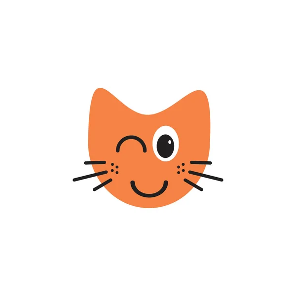 Blinkende Katze Emoticon Illustration Logo Konzept — Stockvektor