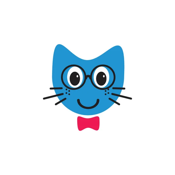 Улыбающаяся Кошка Очках Рисунки Логотипа — стоковый вектор