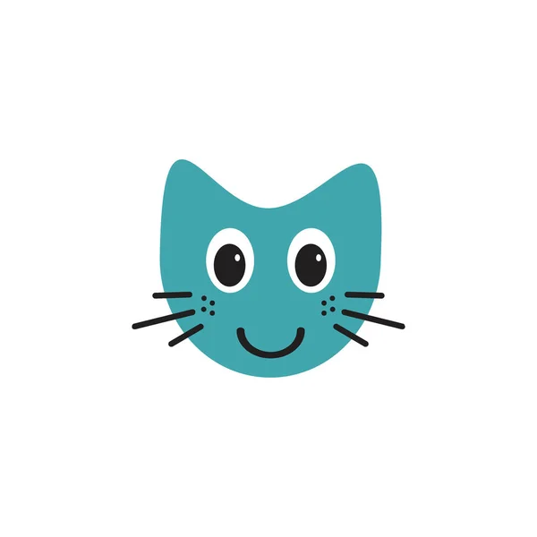 Niedlich Lächelnde Katze Emoticon Illustration Logo Konzept — Stockvektor