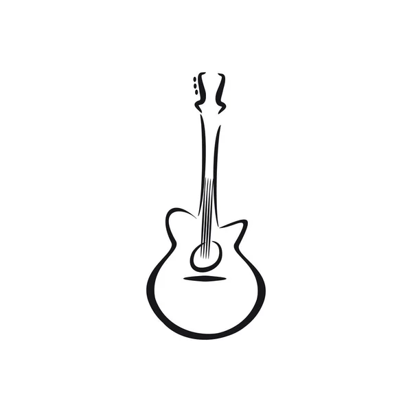 Acoustic Rock Guitar Illustration Logo Concept — Stock Vector