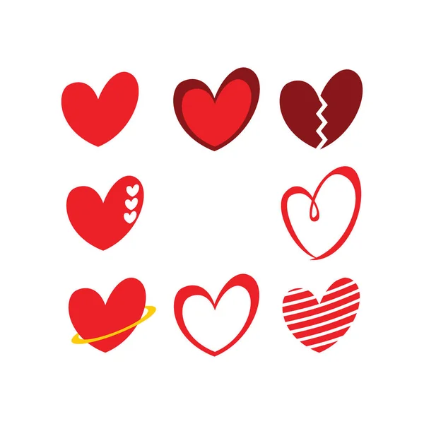 Carino Amore Cuore Icona Segno Logo Bundle Concetto — Vettoriale Stock