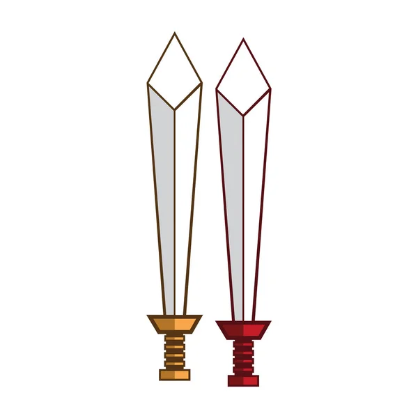 Gold Und Rotes Schwert Logo Konzept — Stockvektor