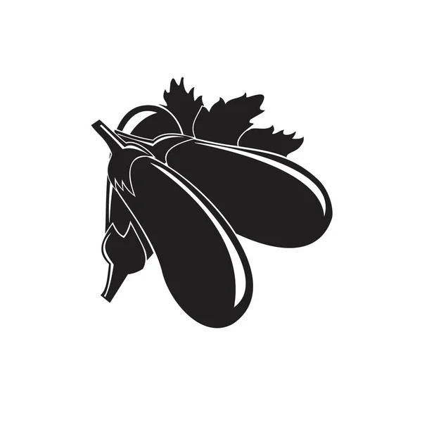Ilustrações Vegetais Berinjela Para Desenho Símbolo Logotipo Silhueta —  Vetores de Stock