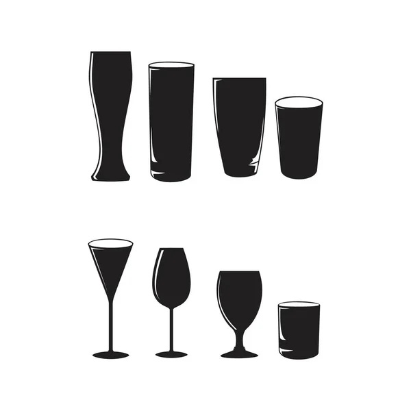 Vasos Negros Para Vino Cerveza Leche Café Para Café Restaurante — Vector de stock