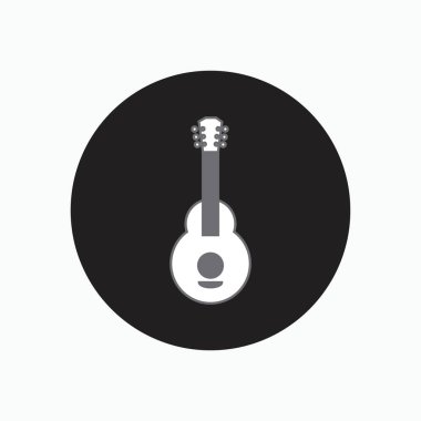 Akustik naylon gitar ikonu yürüyüş, keşif ve gezgin için izole edilmiş beyaz arkaplan