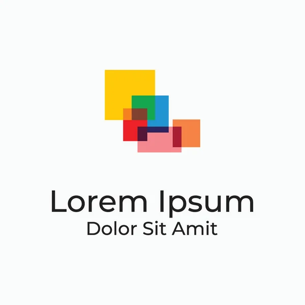 Soyut dikdörtgen logo tipi simge kavramı beyaz üzerine izole edildi