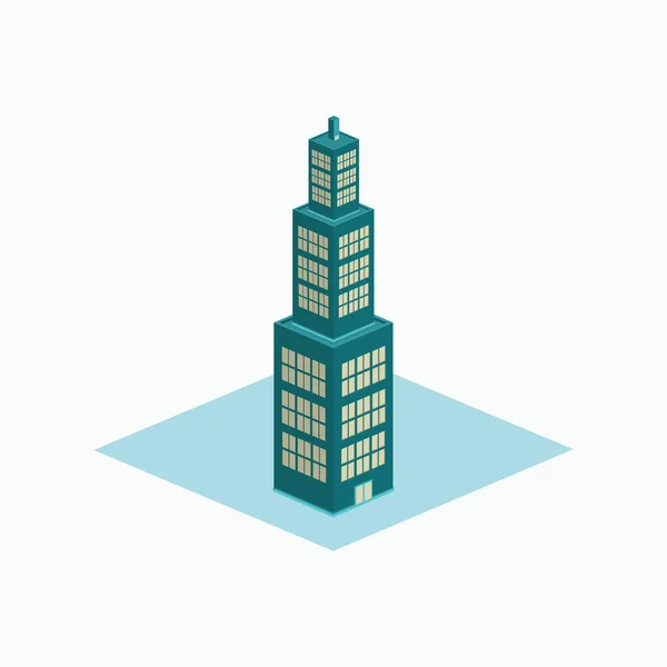 Tower Business Isometric Building Icon Logo Isolated White — Stock Vector