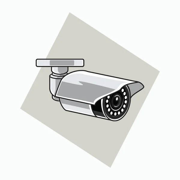 White Cctv Icon Tube Shaped Cctv Black Lens Colored Icon — Stock Vector