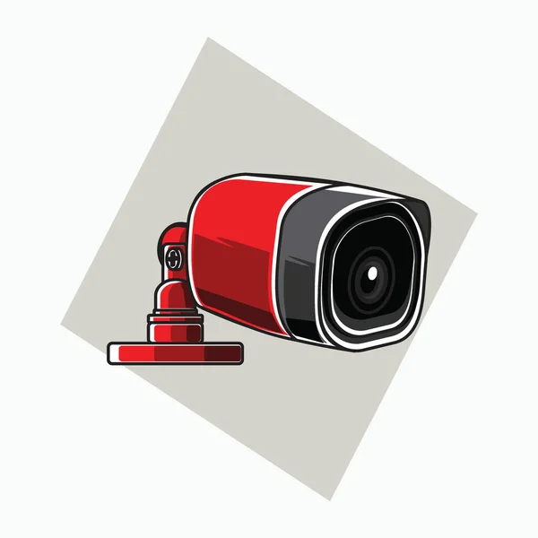 Czerwona Ikona Cctv Kwadratowy Cctv Kolorowa Ikona Symbol Logo Kreskówki — Wektor stockowy