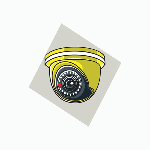 Ícone Cctv Interior Forma Redonda Cor Amarela Ícone Símbolo Logotipo — Vetor de Stock