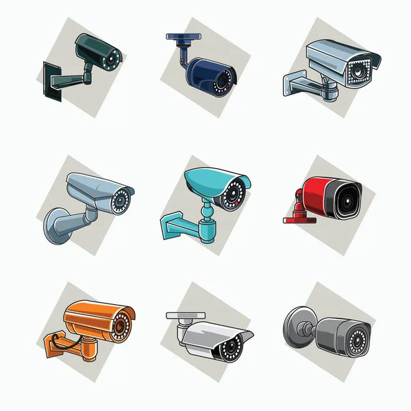 Icono Cctv Aire Libre Verde Azul Gris Gris Claro Tosca — Vector de stock