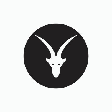 San Clemente ada keçisi - yüz keçisi siyah daire üzerinde izole - keçi, koyun, kuzu logosu amblemi veya düğme simgesi - memeli, hayvan vektör simgesi