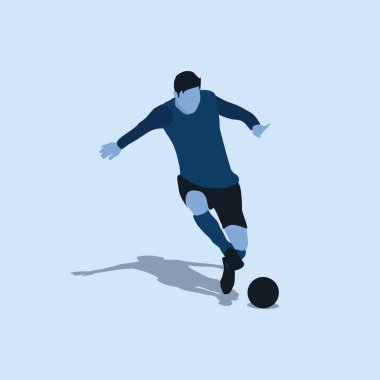 Kaçmak için sağ ayaklı top kontrolü - iki ton illüstrasyon - shot, dribble, kutlama ve futbolda hareket