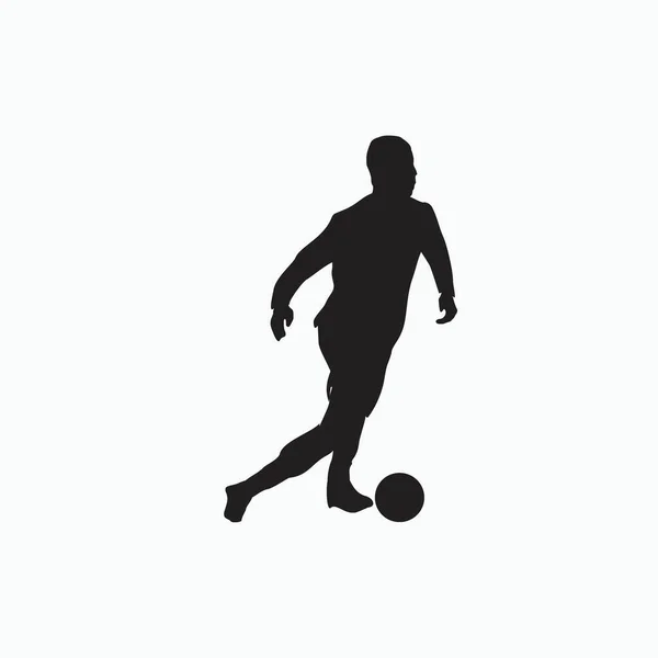 Glattes Dribbling Fußball Silhouette Flache Illustration Schuss Dribbling Feier Und — Stockvektor