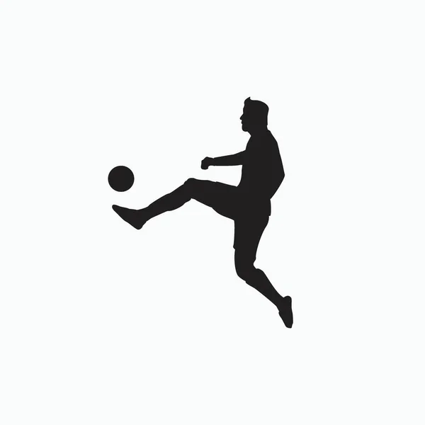 Контроль Мяч Силуэт Иллюстрации Выстрел Дриблинг Празднование Двигаться Футболе — стоковый вектор