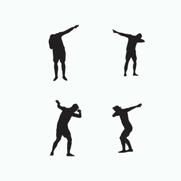 Jugador Fútbol Hacer Conjunto Celebración Dab Silueta Plana Ilustración Tiro — Vector de stock