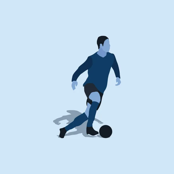 Dribble Lisse Dans Football Illustration Plate Deux Tons Coup Feu — Image vectorielle