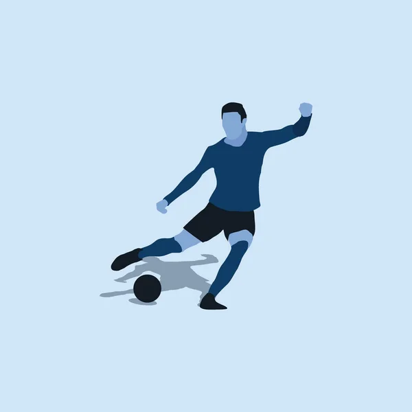 Tempo Und Schießen Fußball Zweifarbige Illustration Schießen Dribbeln Feiern Und — Stockvektor
