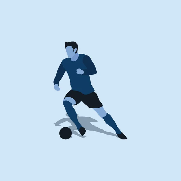 Illustration Plate Deux Tons Dribble Lisse Dans Football Coup Feu — Image vectorielle