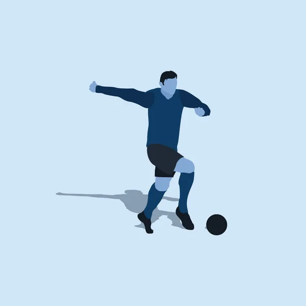 Dribbeln Mit Tempo Fußball Zweifarbige Flache Illustration Schießen Dribbeln Feiern — Stockvektor