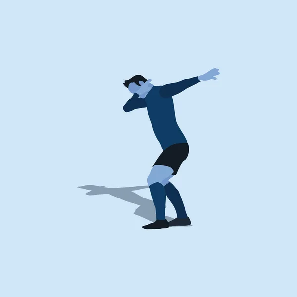 Fußballer Machen Eine Klecks Feier Zweifarbige Flache Illustration Schießen Dribbeln — Stockvektor