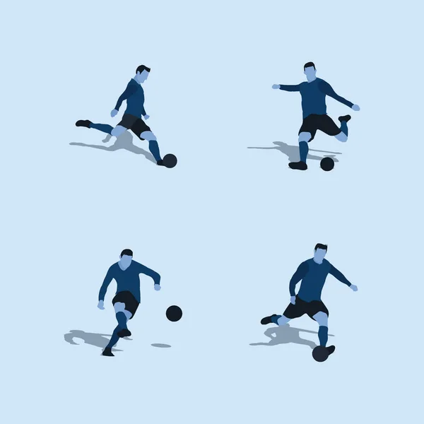 Coup Pied Ballon Tirer Dans Football Mis Deux Ton Plat — Image vectorielle