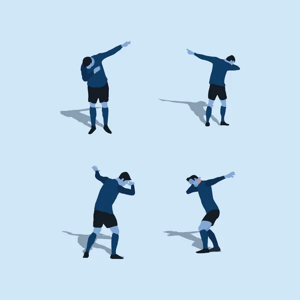 Joueur Football Faire Jeu Célébration Dab Illustration Plate Deux Tons — Image vectorielle