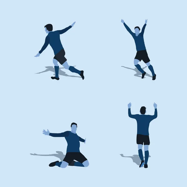 Levantar Mano Conjunto Celebración Goles Ilustración Plana Dos Tonos Tiro — Vector de stock