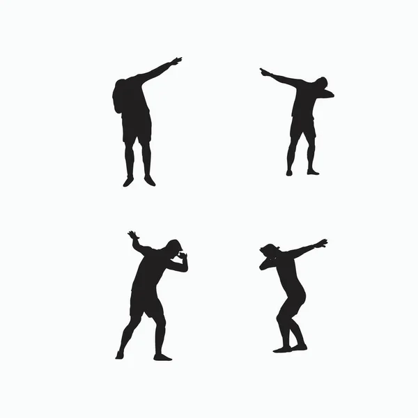 足球运动员做一个扣人心弦的庆祝设置 轮廓平面插图 庆祝和移动在足球中 免版税图库矢量图片