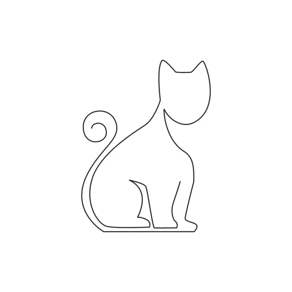 Один Непрерывный Рисунок Линии Простой Милый Котенок Значок Котёнок Животных — стоковый вектор