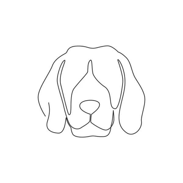 Dessin Ligne Continue Simple Icône Tête Chien Beagle Chiot Mignon — Image vectorielle