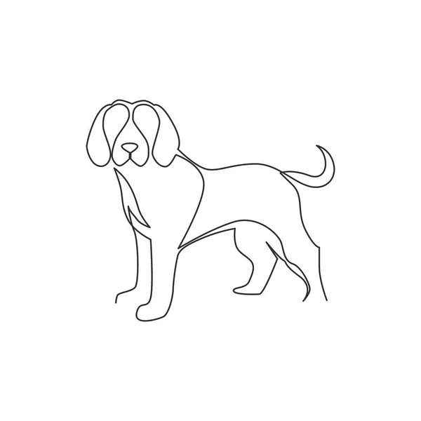 Dessin Ligne Continue Icône Simple Chien Beagle Chiot Mignon Mammifères — Image vectorielle