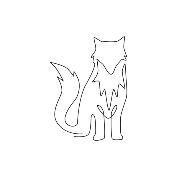 One Continuous Line Drawing Cute Fox Corporate Logo Identity Млекопитающие — стоковый вектор