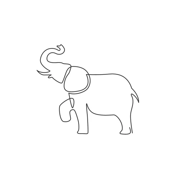 Dessin Ligne Continue Grande Identité Logo Entreprise Éléphant Mignon Concept — Image vectorielle