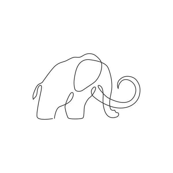 Один Однострочный Рисунок Логотипа Крупного Мамонтового Бизнеса Доисторическое Животное Иконы — стоковый вектор