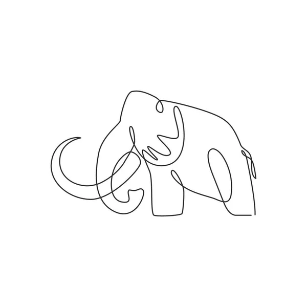 Desenho Linha Contínua Identidade Grande Logotipo Empresa Mamute Animal Pré —  Vetores de Stock