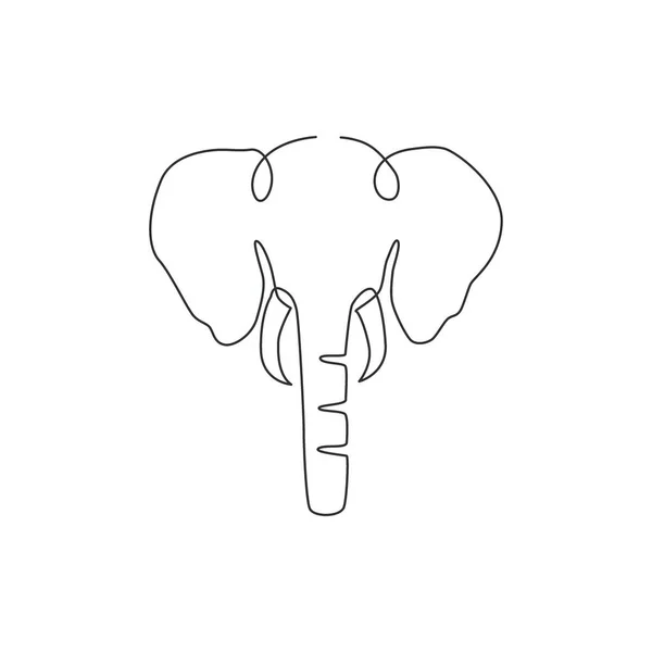 Enkele Continue Lijn Tekening Van Grote Schattige Olifant Business Logo — Stockvector