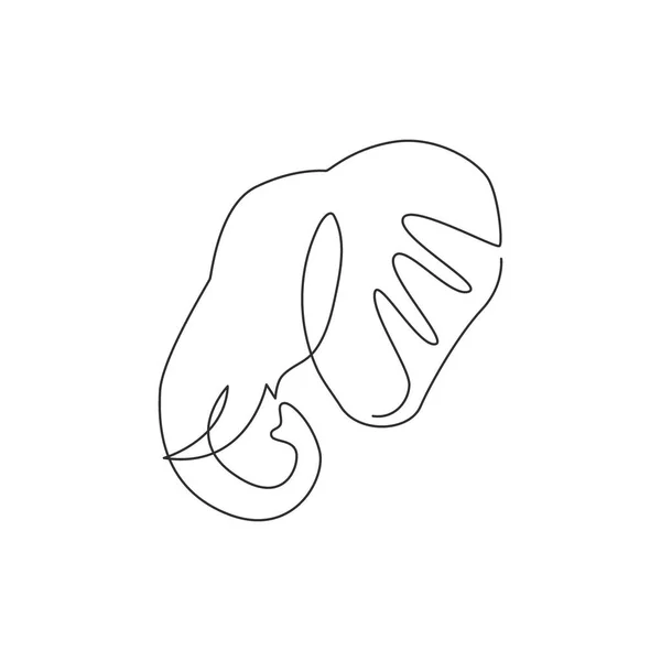 Una Sola Línea Dibujo Gran Elefante Lindo Logotipo Corporativo Identidad — Vector de stock