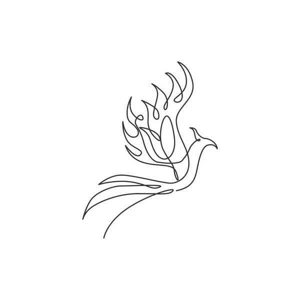 单行连续画火凤凰鸟作为企业标志标识 公司的图标概念来自动物模型 现代单线绘图矢量图形设计图解 — 图库矢量图片