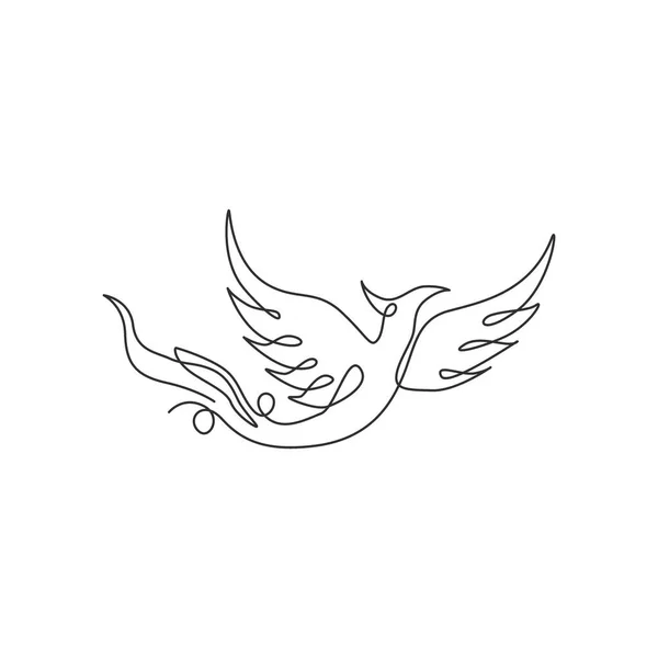 コーポレートロゴアイデンティティのための炎鳳凰鳥の単連続線画 動物の形から会社のアイコンの概念 ダイナミックワンライングラフィック描画ベクトルデザインイラスト — ストックベクタ