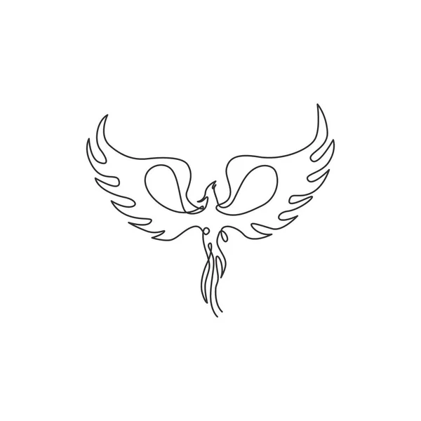 One Single Line Drawing Luxury Phoenix Bird Company Logo Identity — Stock Vector