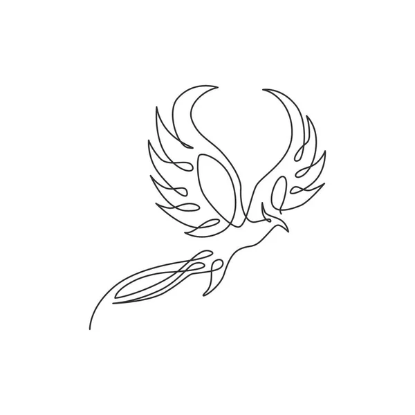 Один Непрерывный Рисунок Линии Элегантной Птицы Феникс Логотипа Компании Концепция — стоковый вектор