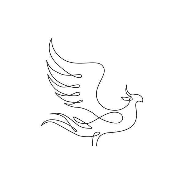 Dessin Ligne Continu Oiseau Phénix Élégant Pour Identité Logo Entreprise — Image vectorielle