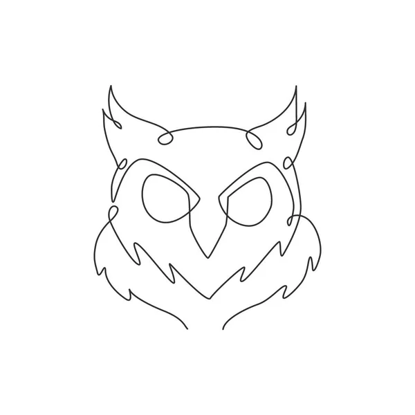 Jeden Rysunek Linii Eleganckiej Głowy Ptaka Sowy Identyfikacji Logo Firmy — Wektor stockowy