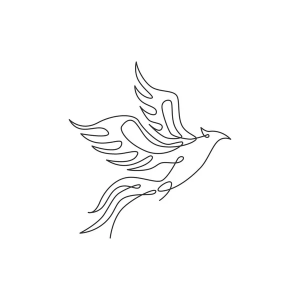 会社のロゴのアイデンティティのための豪華な鳳凰鳥の一本の線画 動物の形から事業会社のアイコンコンセプト トレンド連続線ベクトル描画グラフィックデザインイラスト — ストックベクタ