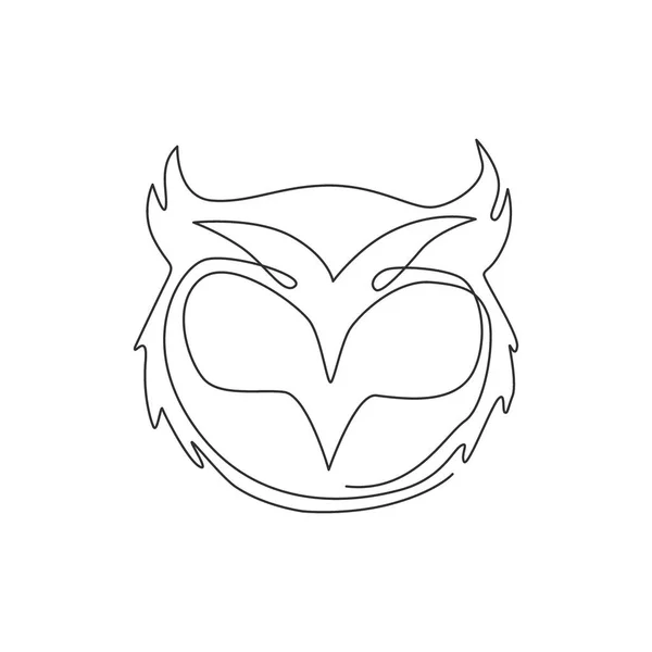 Dessin Ligne Unique Continu Tête Oiseau Hibou Luxe Pour Identité — Image vectorielle