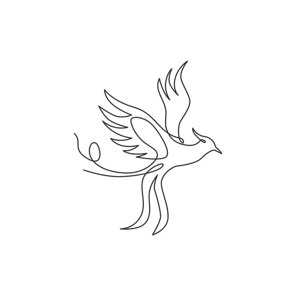 Одна Линия Рисунка Роскошной Птицы Феникс Логотипа Компании Концепция Иконки — стоковый вектор