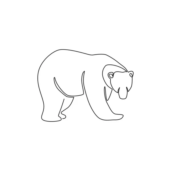 Uma Linha Contínua Desenho Urso Elegante Para Identidade Logotipo Empresa —  Vetores de Stock