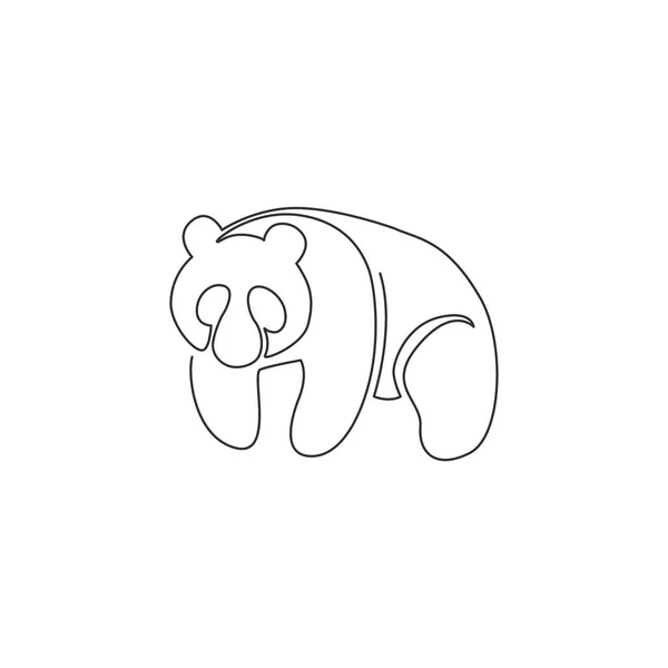 企業のロゴのアイデンティティのための面白いパンダの単連続線画 かわいい哺乳動物の形から会社のアイコンの概念 現代的な1行ベクトル描画グラフィックデザインイラスト — ストックベクタ